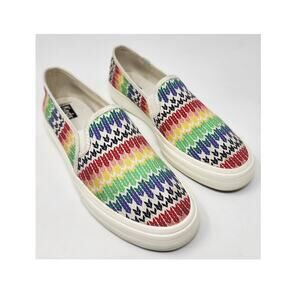 Keds Sneakers Women 10 Double Decker Fair Isle Canvas Slip-On Rainbow Arrows